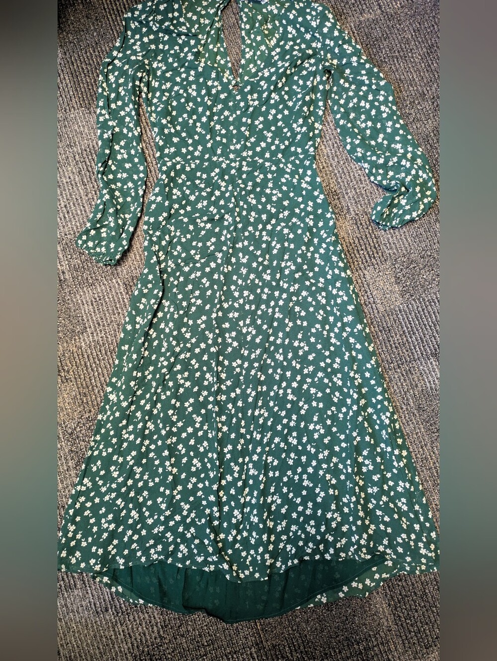 REFORMATION Joy Green Floral LS Midi Dress Size 8 - Picture 10 of 11